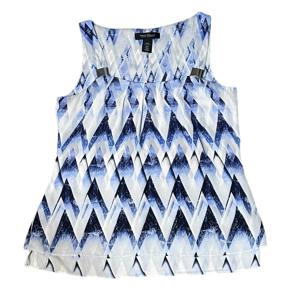 WHBM Blue and Gray Geometric Sleeveless Top Size XXS